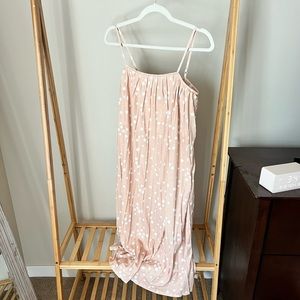 ASOS midi dress, beige with white polka dots